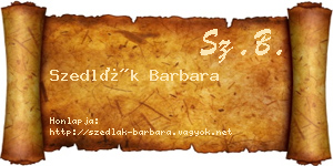 Szedlák Barbara névjegykártya